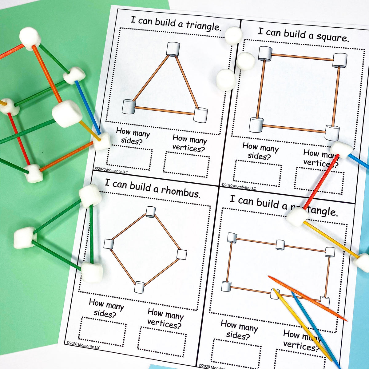 Marshmallow & Toothpick Geometry Cards - Learn 2D & 3D Shapes – Mombrite for Free Printable Marshmallow And Toothpick Geometry Cards Pdf