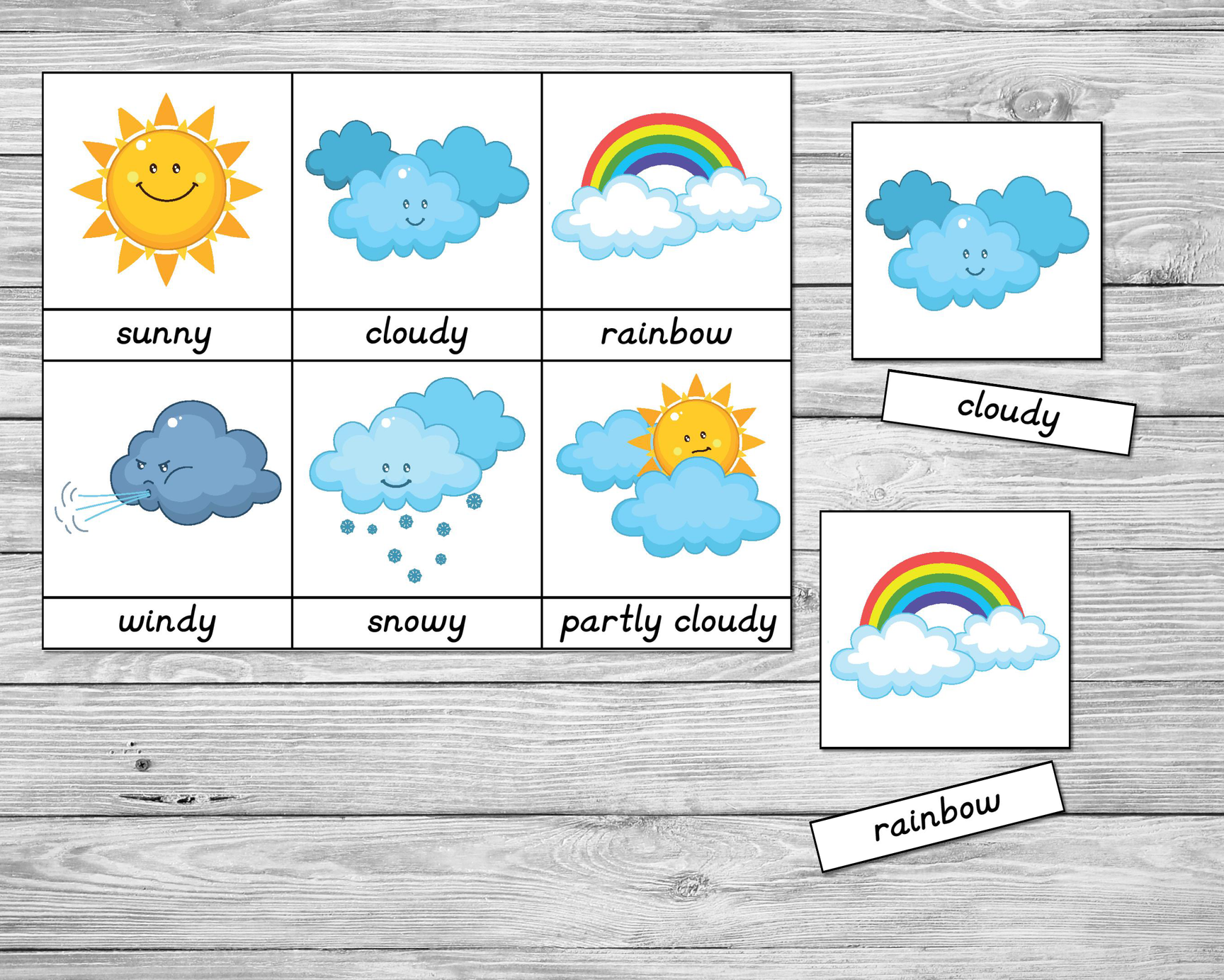 Weather 3-Part Montessori Cards – Mombrite