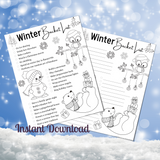 Winter Bucket List Coloring Page
