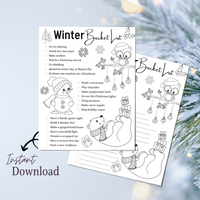 Winter Bucket List Coloring Page